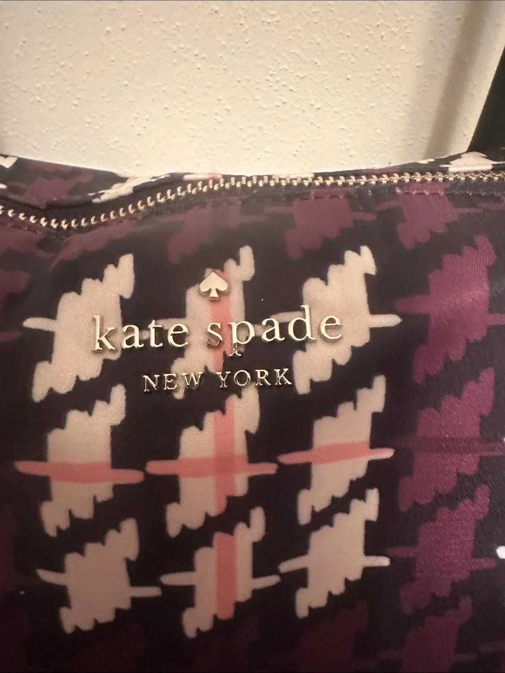 kate spade Plum, Black & White Houndstooth Tote